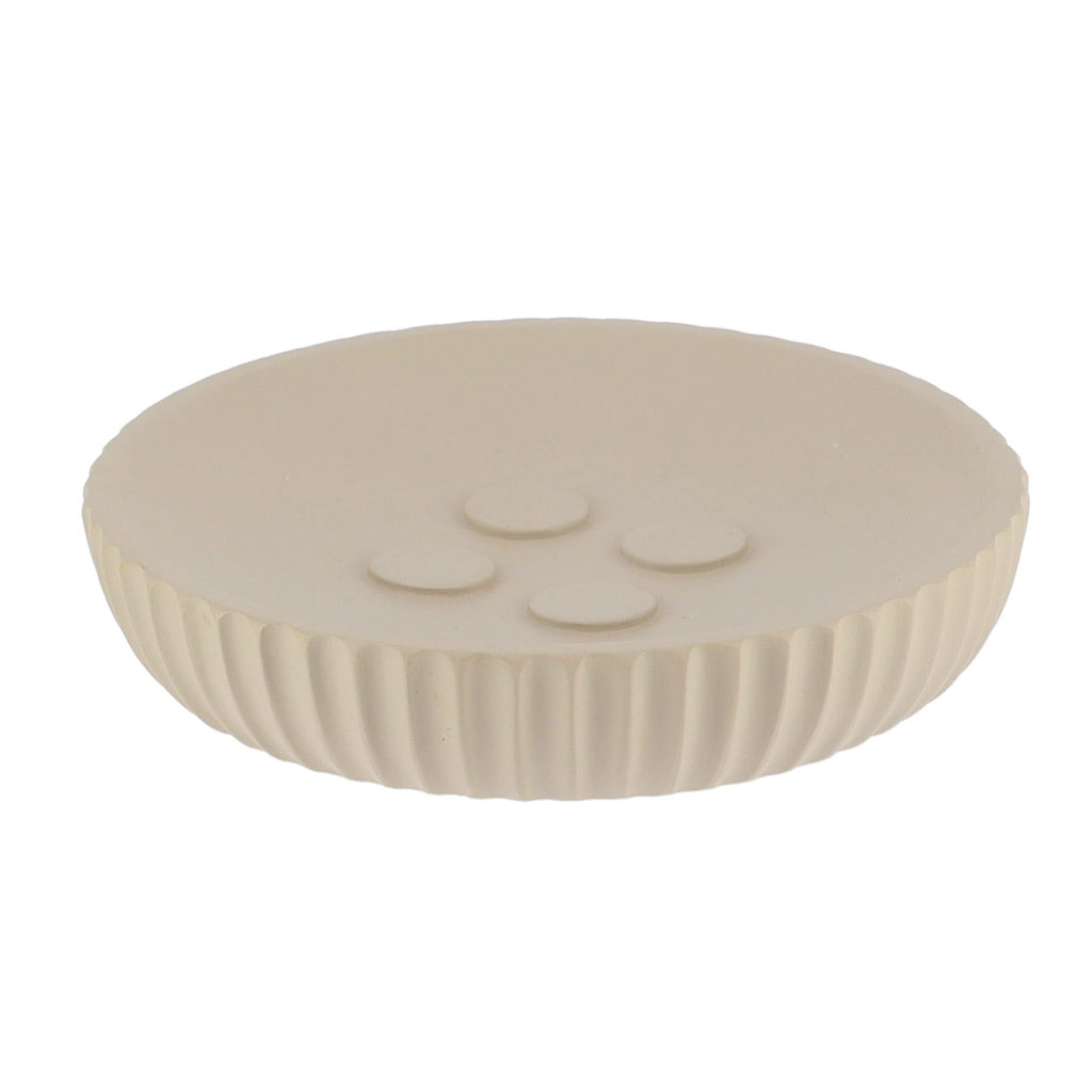 Porte savon rond polyrésine strié taupe 11x2.4cm