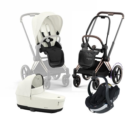 Cybex e-Priam Duovogn inkl. BeSafe iZi Go Modular X2, Off White/Rose Gold
