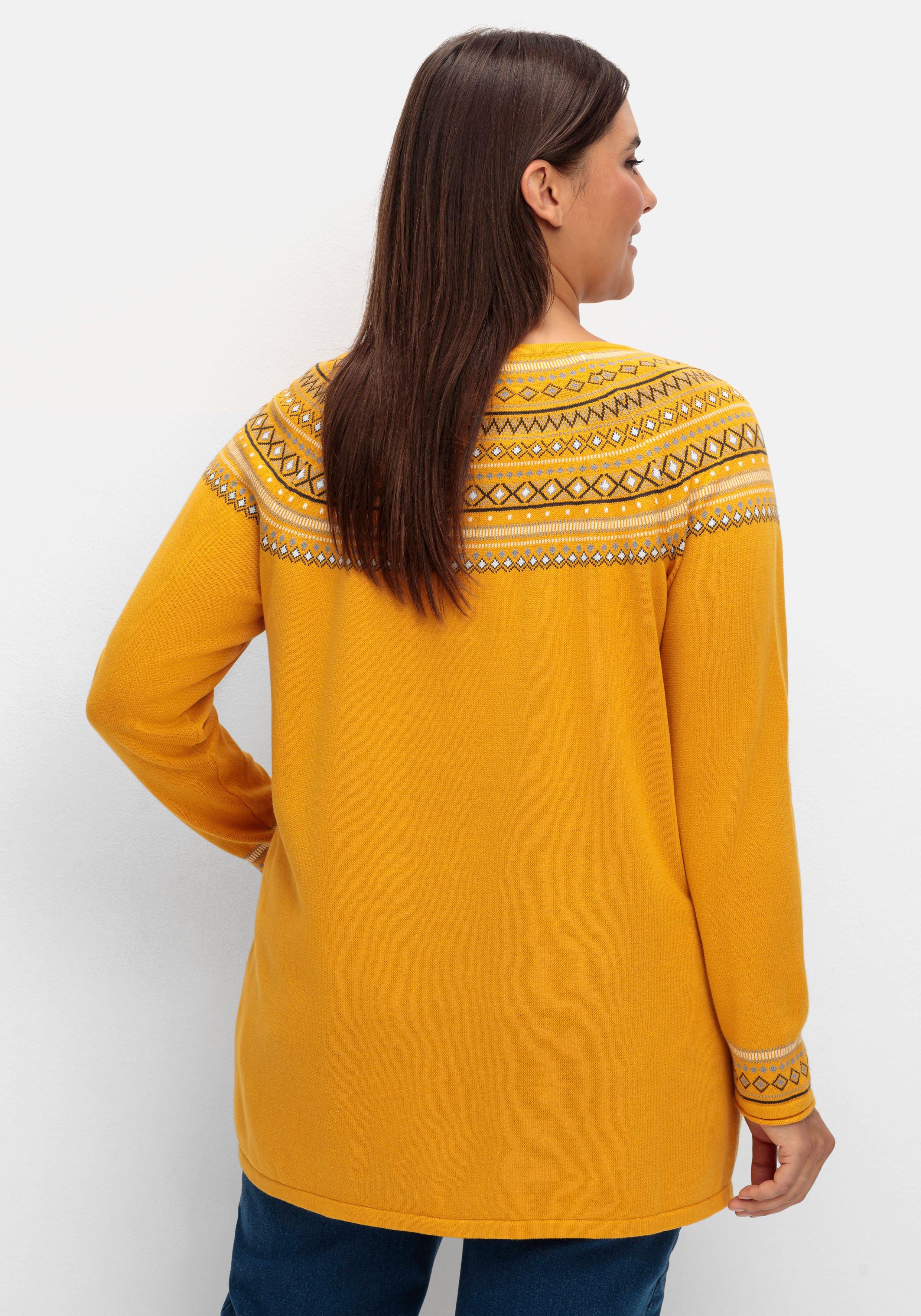 Strickjacke im Norwegermuster, offene Longform