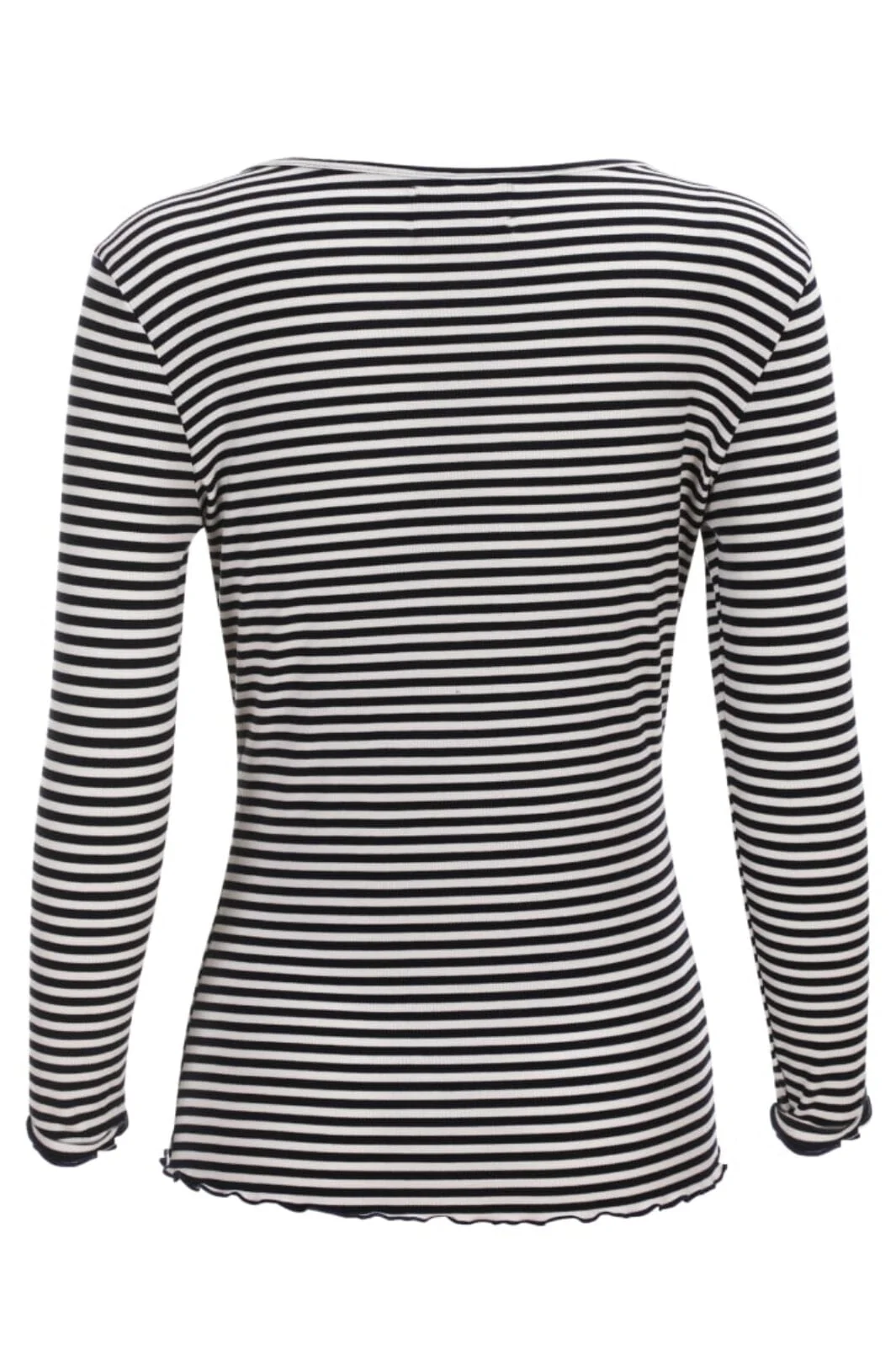 Liberte Natalia Ls Round Neck Blouse black creme small stripe