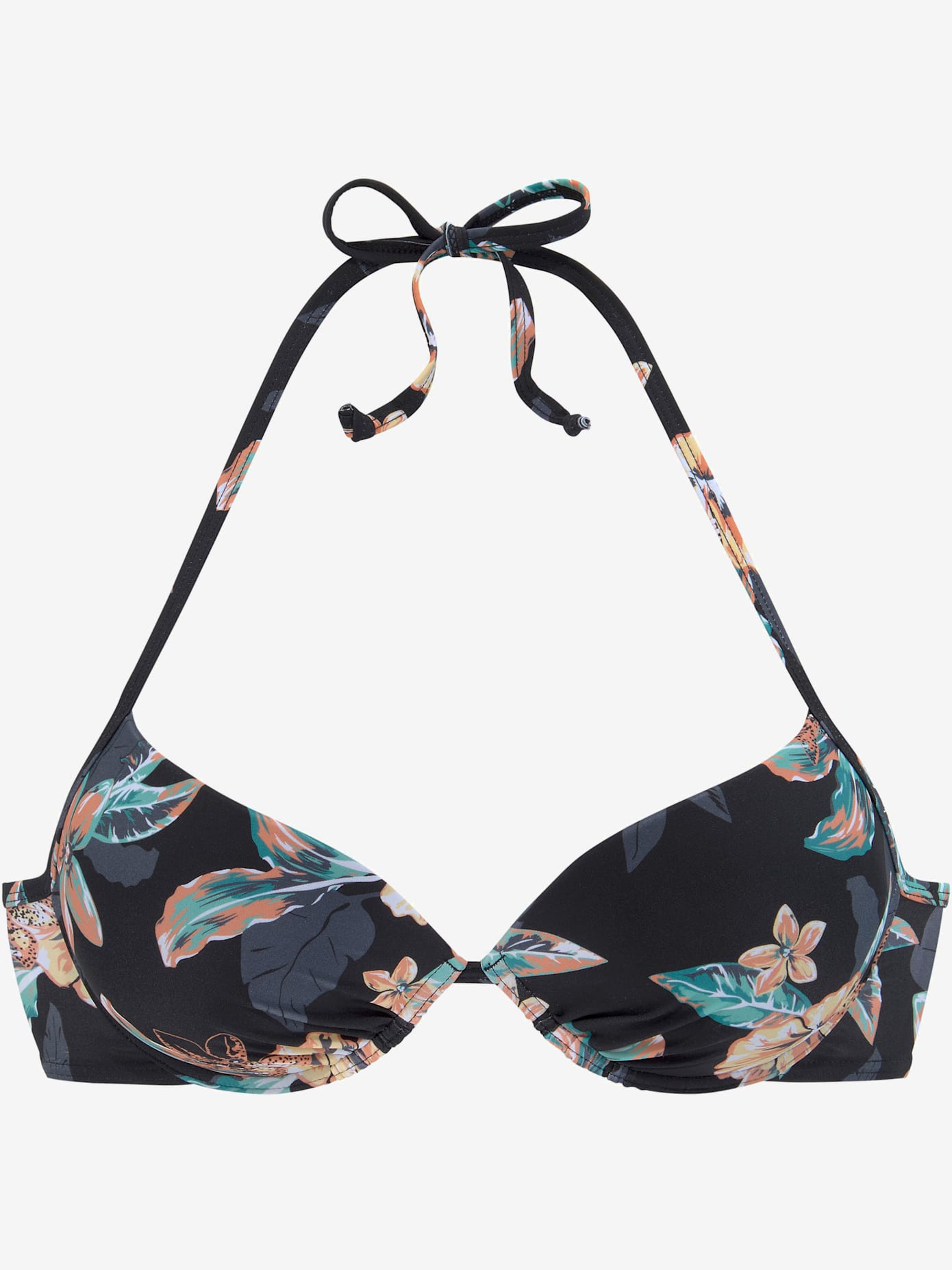 Haut de bikini push-up imprimé avec fleurs d'hibiscus tendance