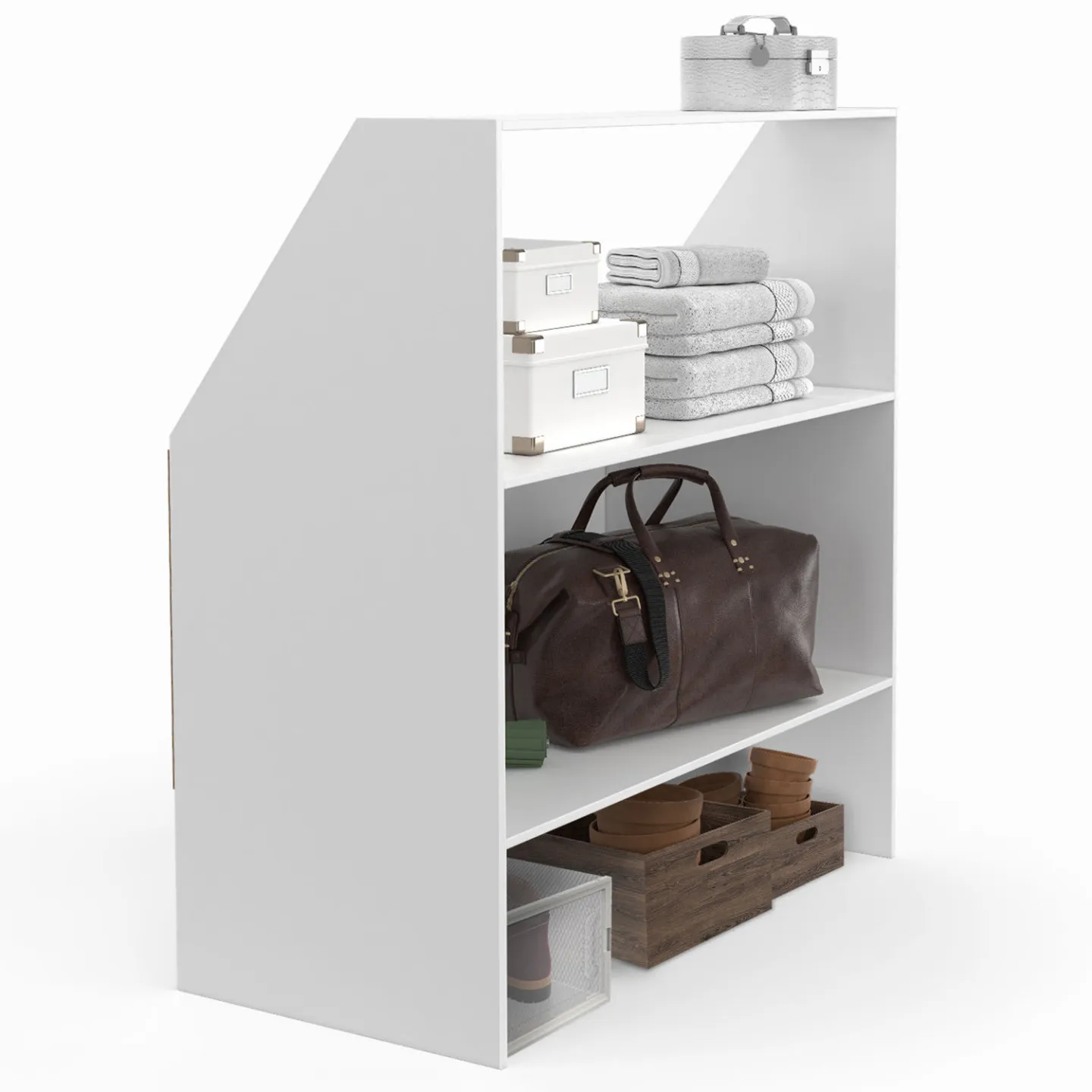 Etagère sous pente 2 niveaux TOMI 100 x 50 x 70/110 cm blanc