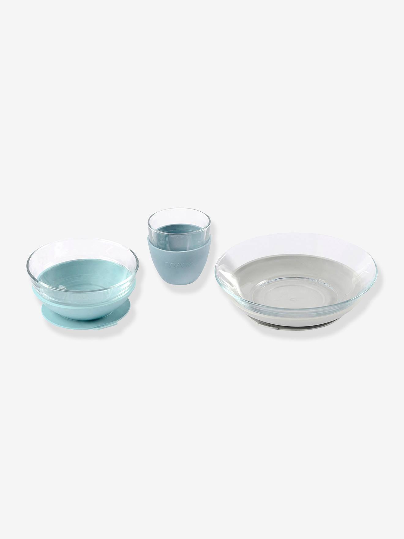 Conjunto de jantar de vidro BEABA X DURALEX, verde médio, liso