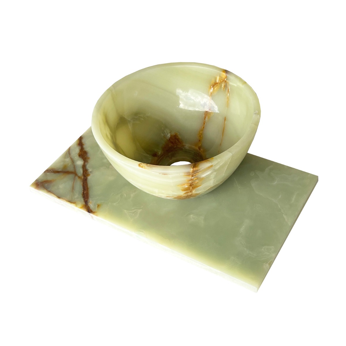 Fontana Green Onyx Micro Marble toiletmeubel met ribbelfront 40cm walnoot