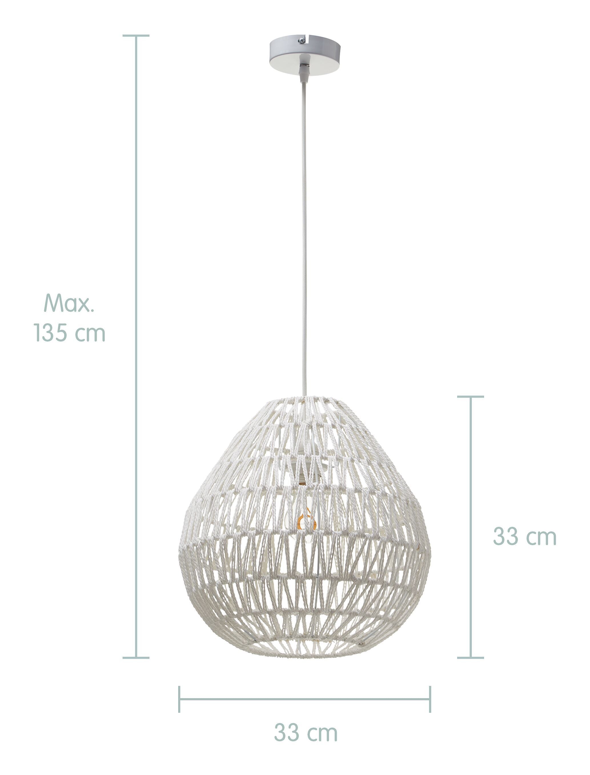 ORAZIO Hängeleuchte - Weiss / B: 33.0 cm x T: 33.0 cm x H: 135.0 cm