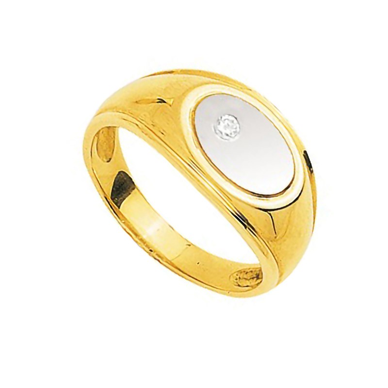 Chevalière Femme - Or 18 Carats - Diamant 0,04 Carats