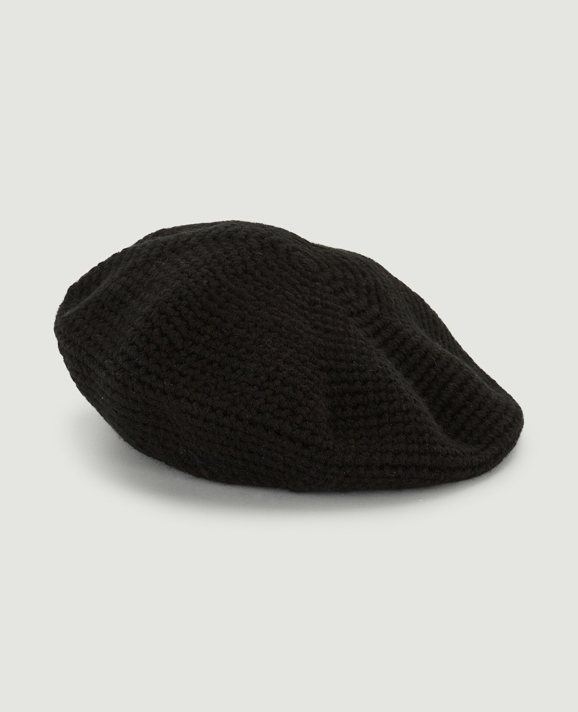 Béret maille effet crochet - Noir