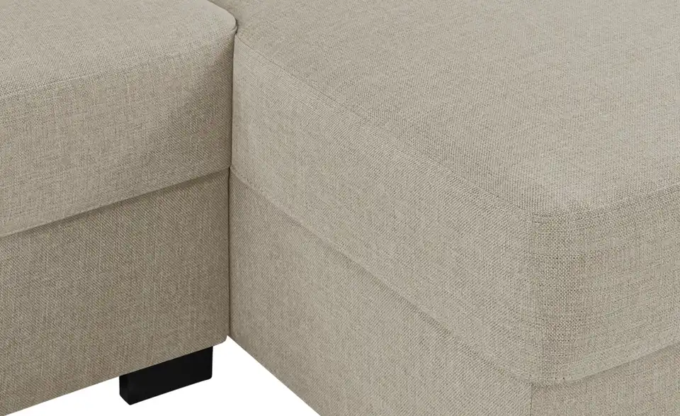 Ecksofa Rome Schlamm, Beige rechts Webstoff