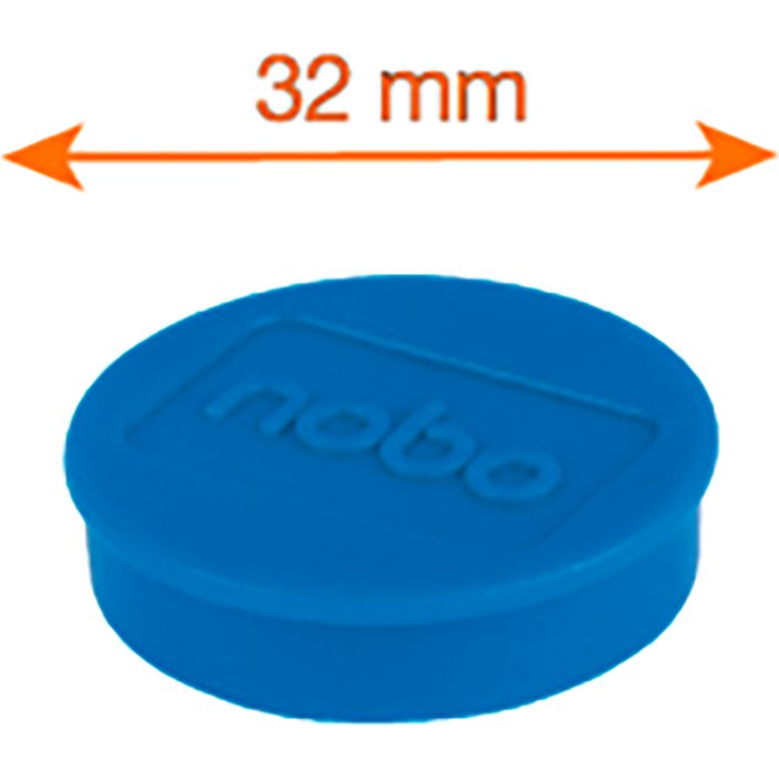 Aimants colorés  Ø 32 mm pour tableaux blancs magnétiques Nobo - Lot de 10