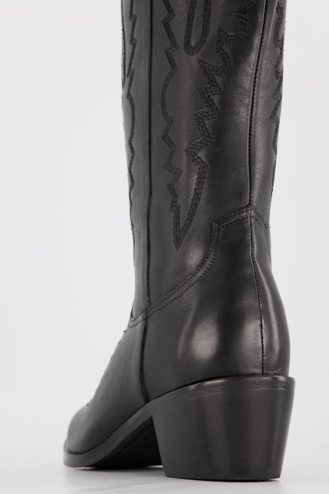 Leder-Cowboystiefel, XXL-Schaft, Westernstiefel, Stickerei, Weite H