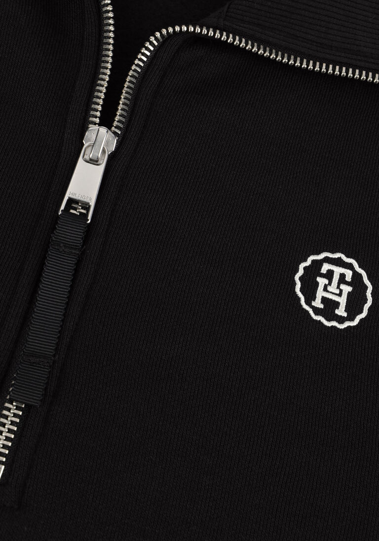 TOMMY HILFIGER zwarte tommy hilfiger sweater smd crop 1/2 zip sweatshirt