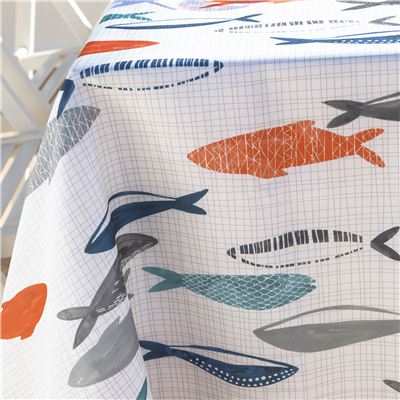 Nappe polyester motif poissons