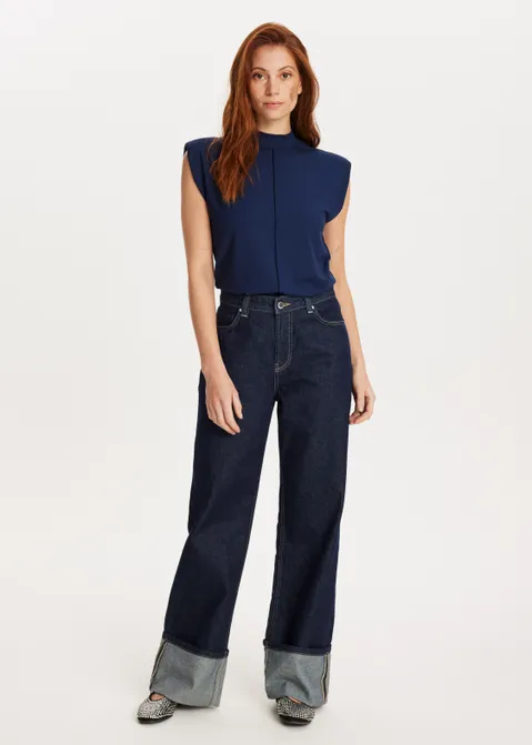T-shirt met schoudervulling blauw (BLW.D)
