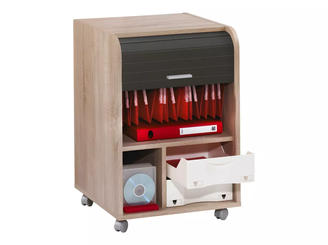 Caisson de Bureau Chêne Bicolore - Coloris: Noir