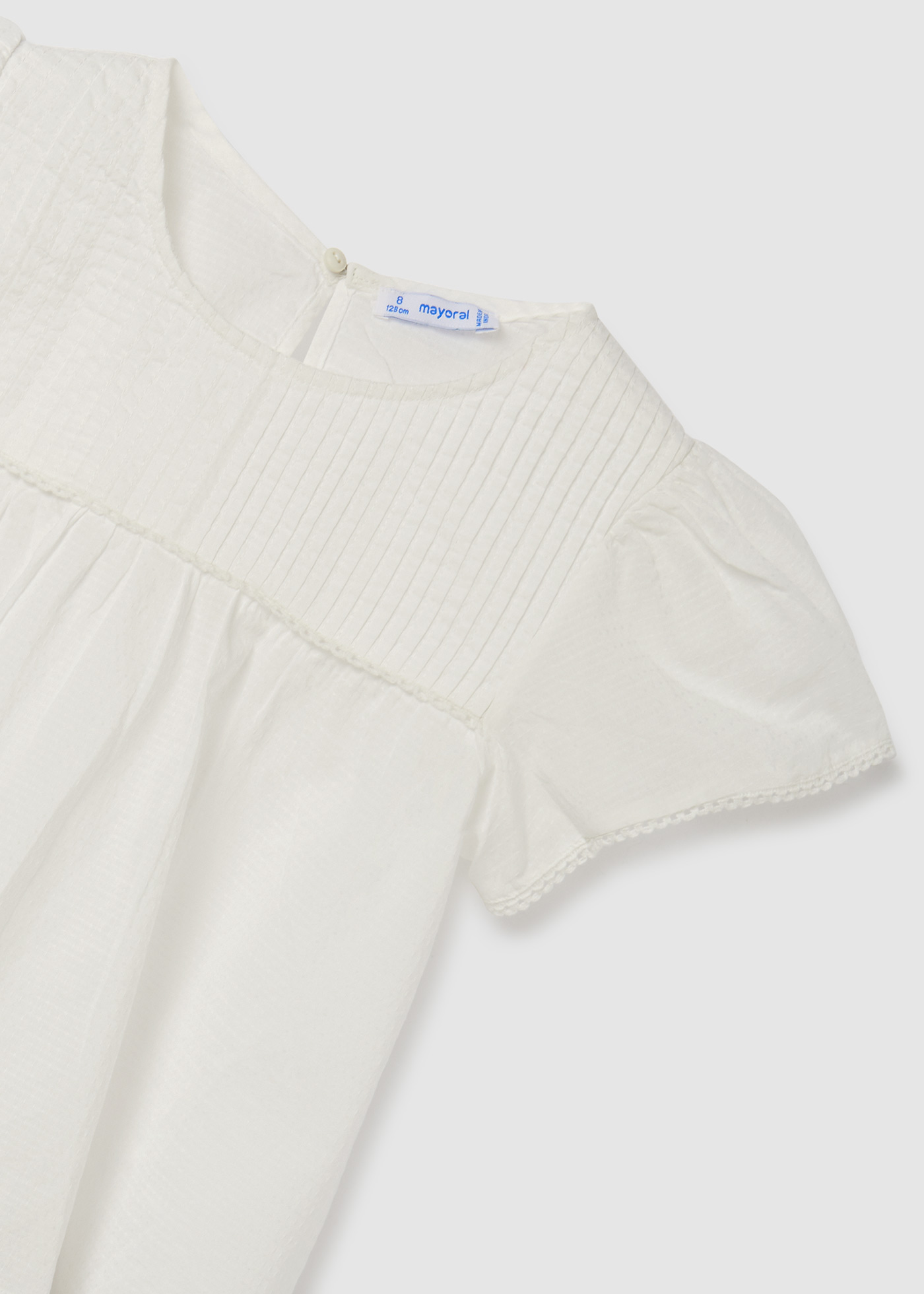 Blusa de manga curta com cordões de algodão para meninas