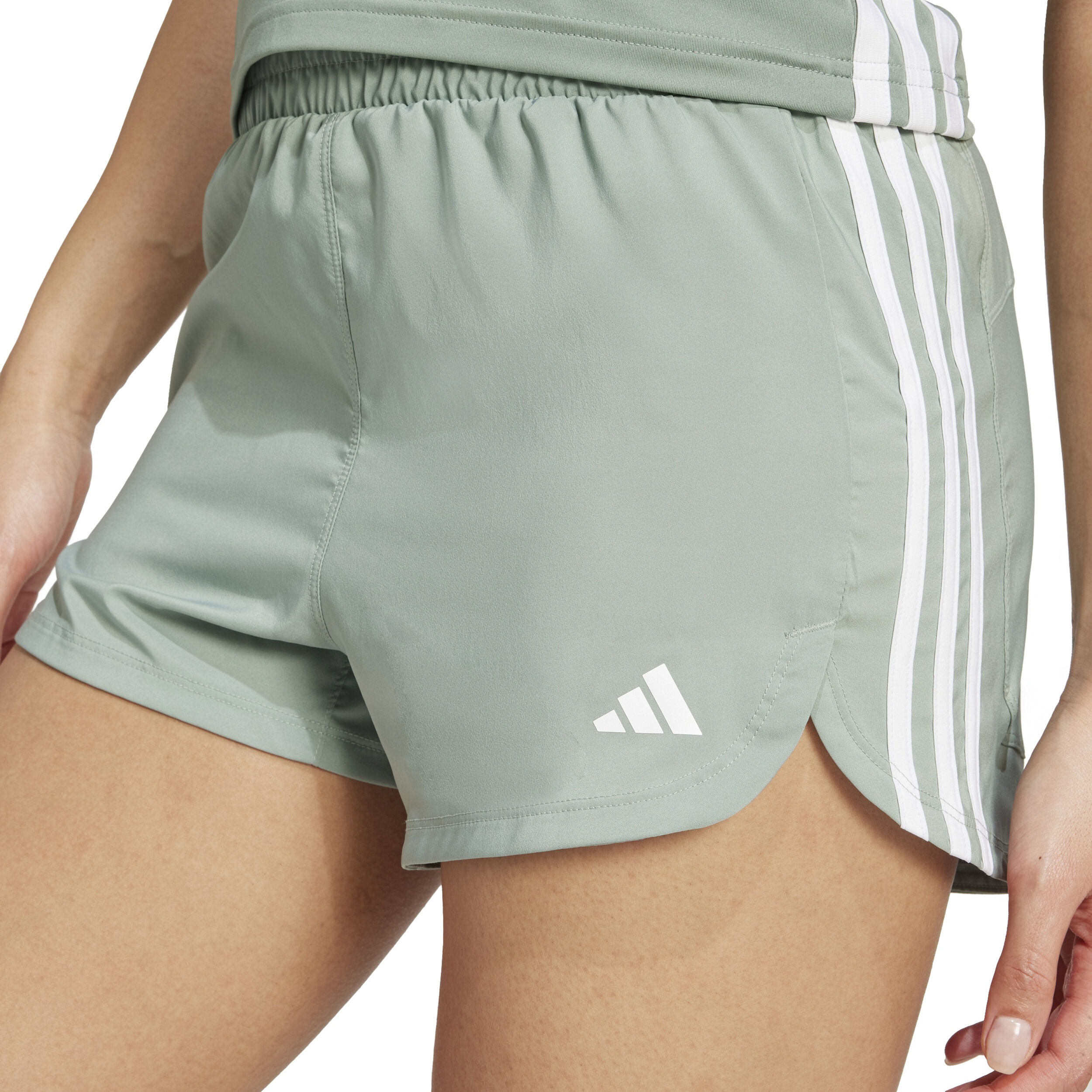 adidas Pacer Woven High-Rise Shorts Femmes - Sauge, Blanc
