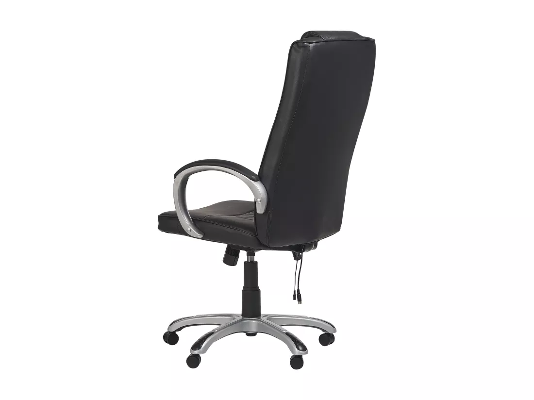 Fauteuil massant avec fonction chauffante GRANDEUR Cuir PU Noir
