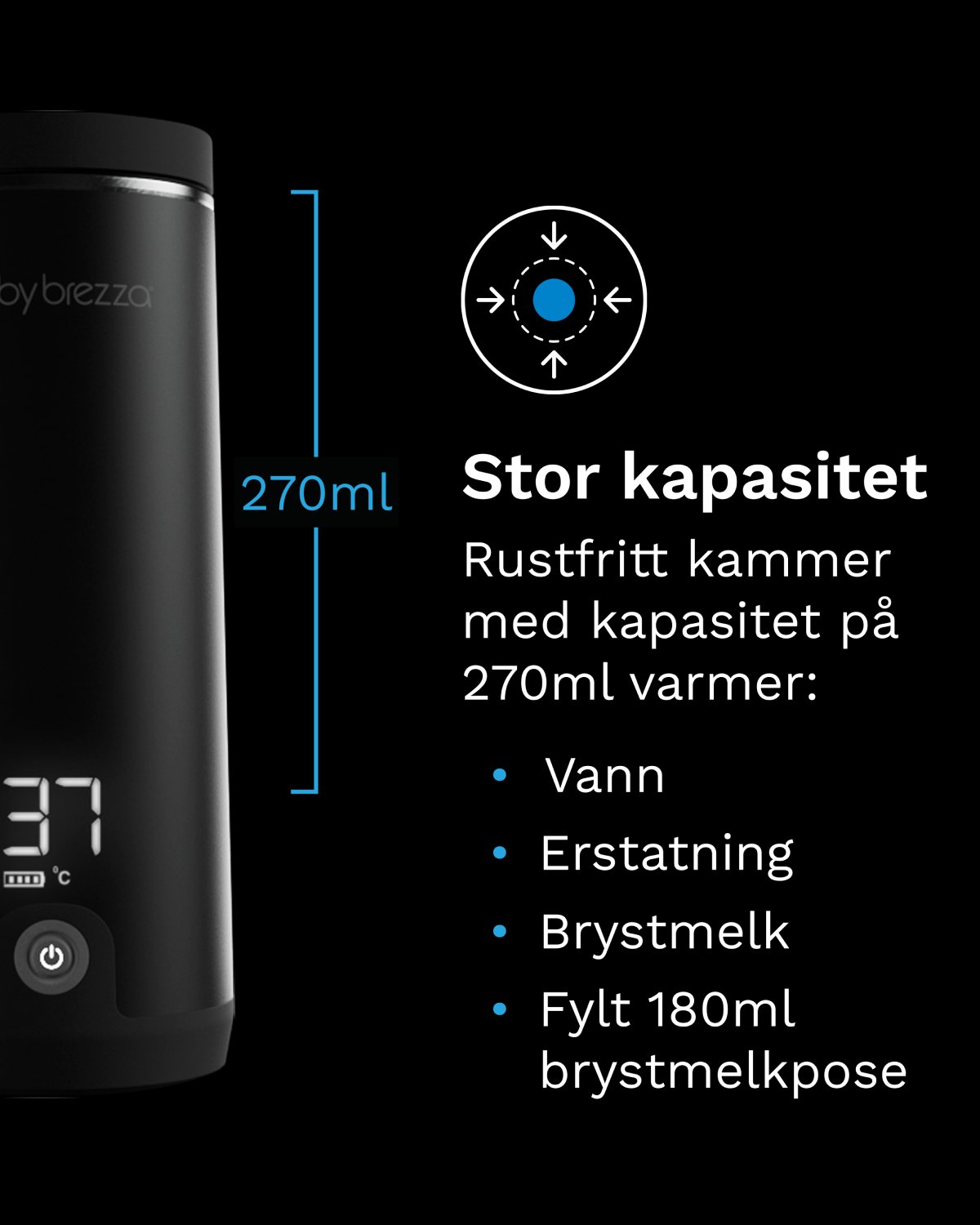Baby Brezza Melkevarmer – Oppladbar & Bærbar | Superfast Portable Bottle Warmer