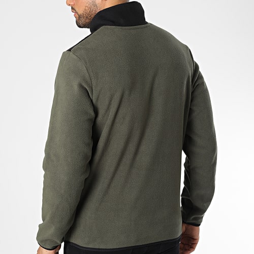 Sweat Col Zippé Tech Polar Vert Kaki Noir