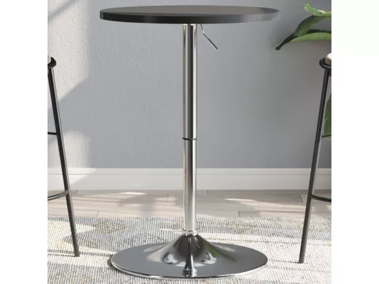 Table de bar noir 50x50x90 cm bois d'ingénierie et acier chromé