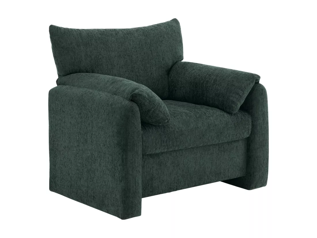Fauteuil Moderne en Chenille, Sessel Décoratif de Grande Taille, Chaise de Salon, Fauteuil Individuel, Confortable et Ergonomique,Gris et Olive