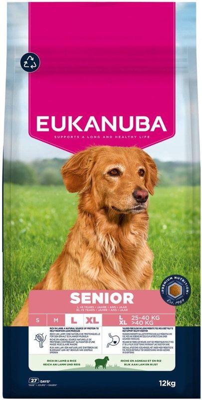 Eukanuba - Premium Nutrition Senior Large & Giant Breed - Droogvoer voor Honden - 12kg - Lam & Rijst