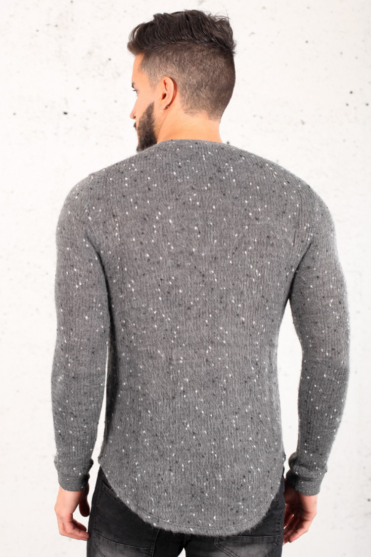 Pull gris chiné oversize