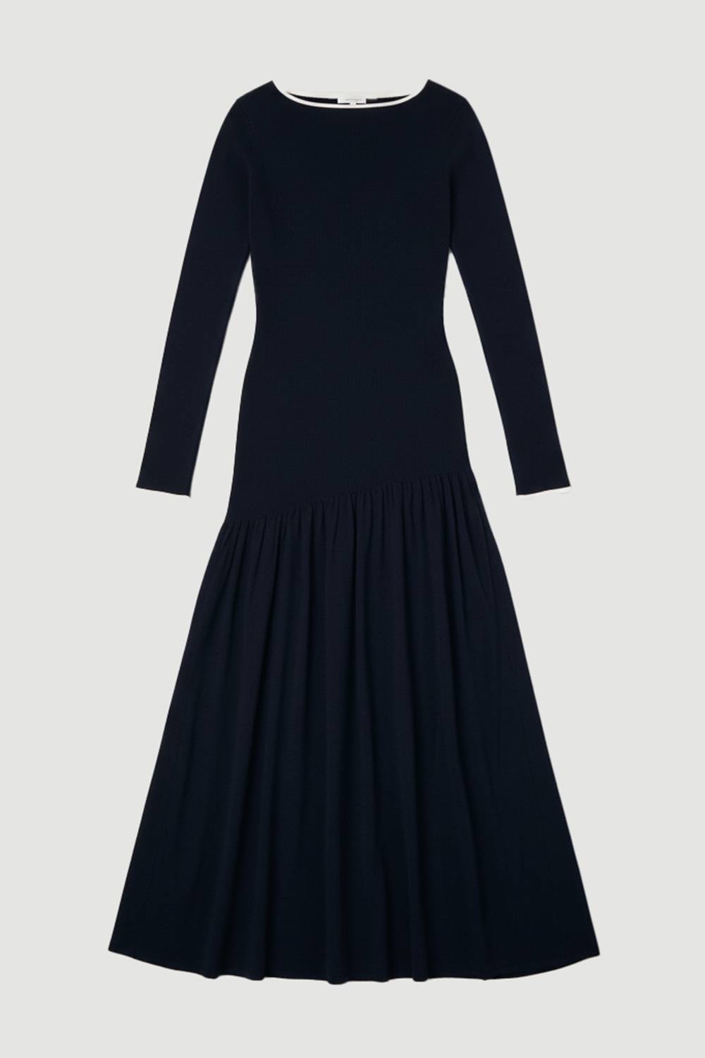 KarenMillen Robe Longue Tricotée Transparente en Mélange de Laine