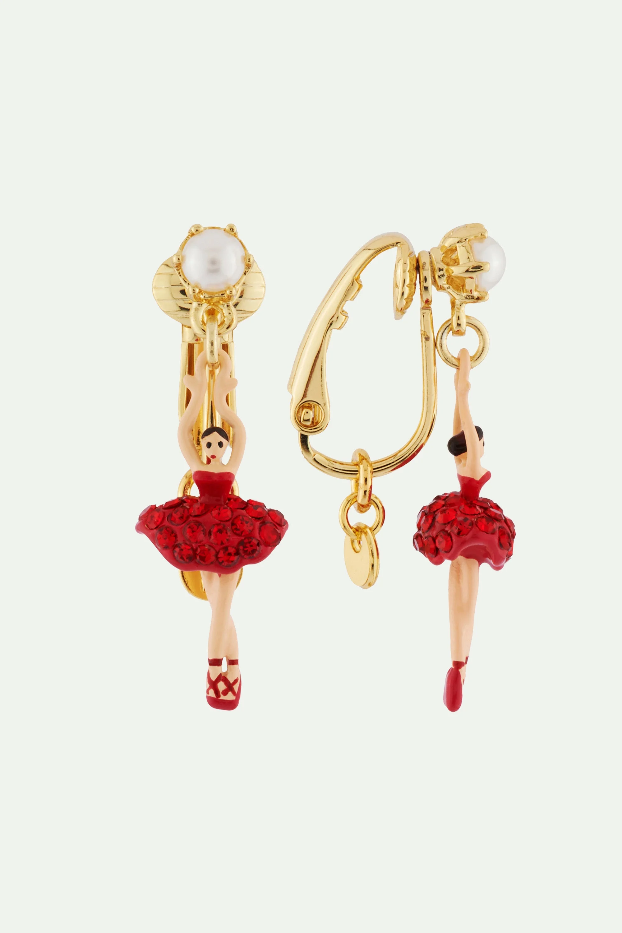 Boucles d'oreilles mini ballerine en tutu pavé de strass s | Rouge