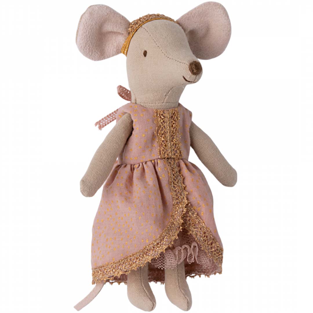 Maileg knuffelmuis grote zus - prinses op de erwt - roze jurk - 17 cm