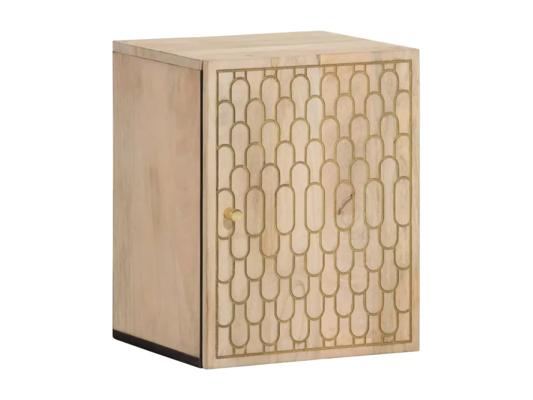 Armoire de salle de bain murale 38x33x48cm bois massif manguier