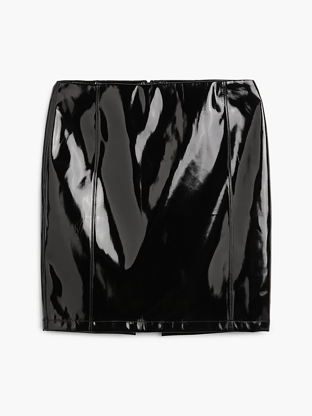 Minissaia brilhante de couro sintético