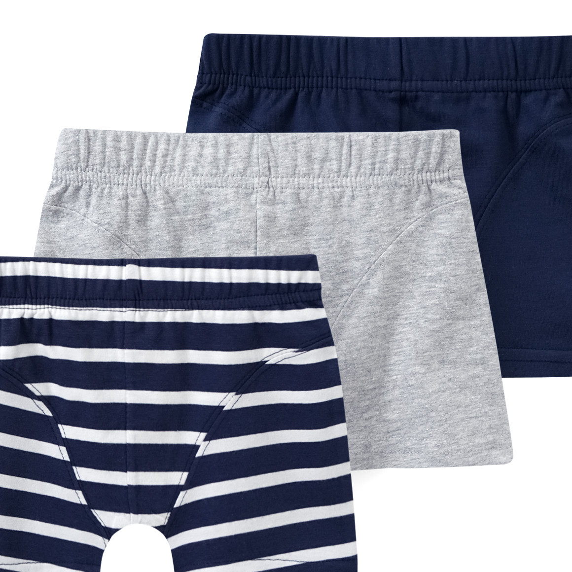 Famy 5 Jungen Boxer mit Bio Baumwolle dunkelblau / hellgrau / weiss