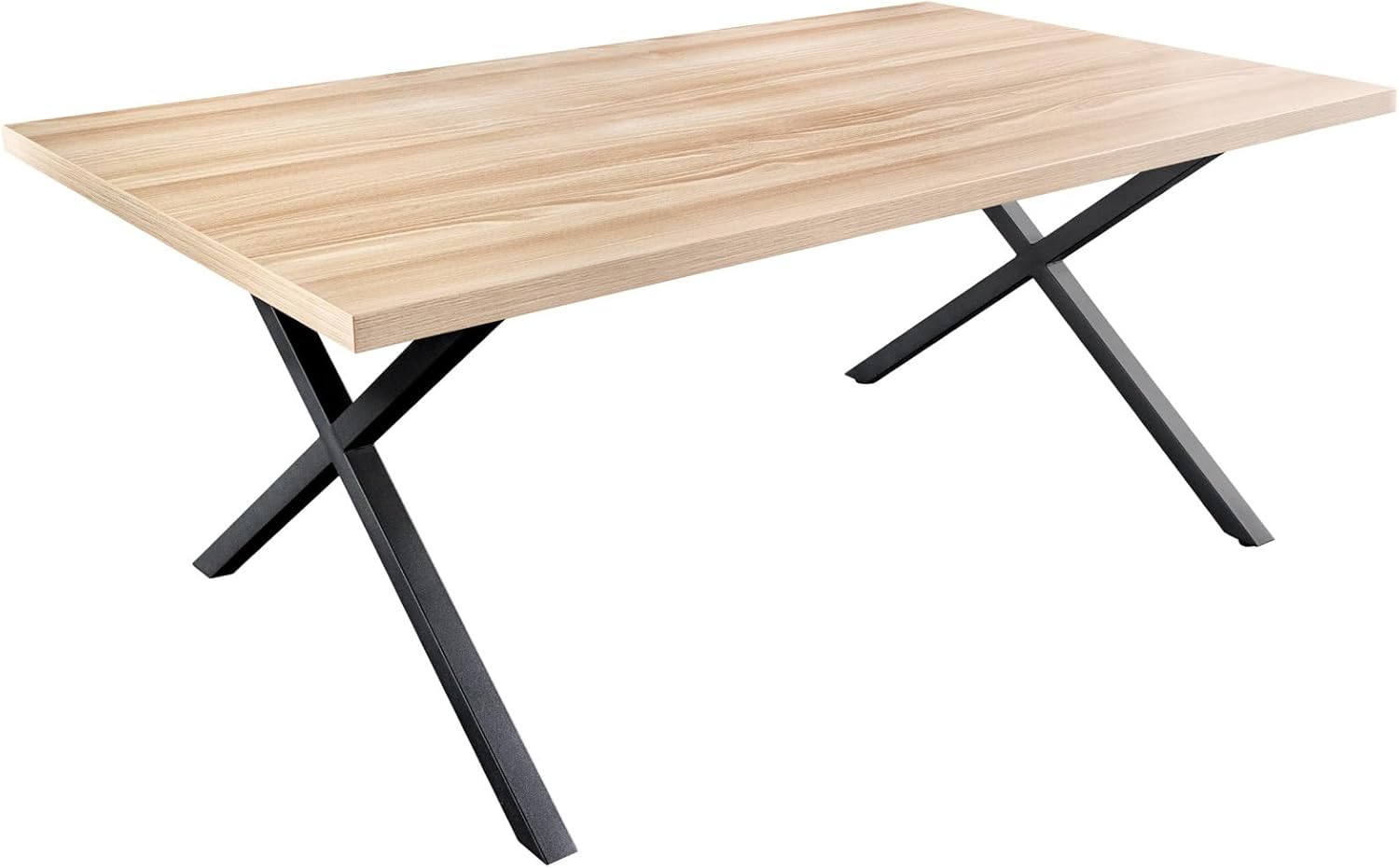Riess Ambiente Industrial Esstisch LOFT - 160cm - Natur schwarz - rechteckig Eiche-Dekor X-Gestell Stahl Holzoptik