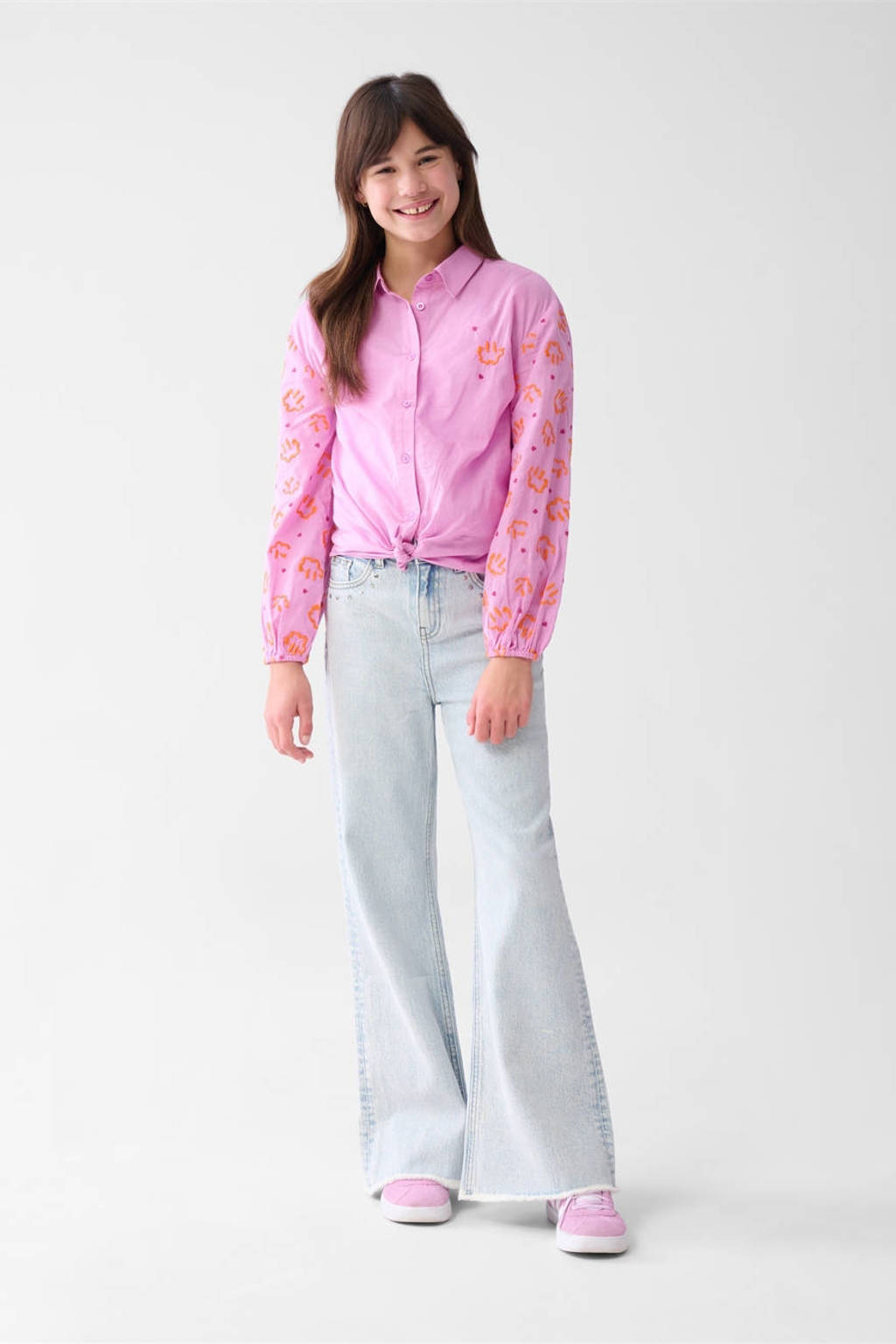 Shoeby wide leg jeans bleached blauw