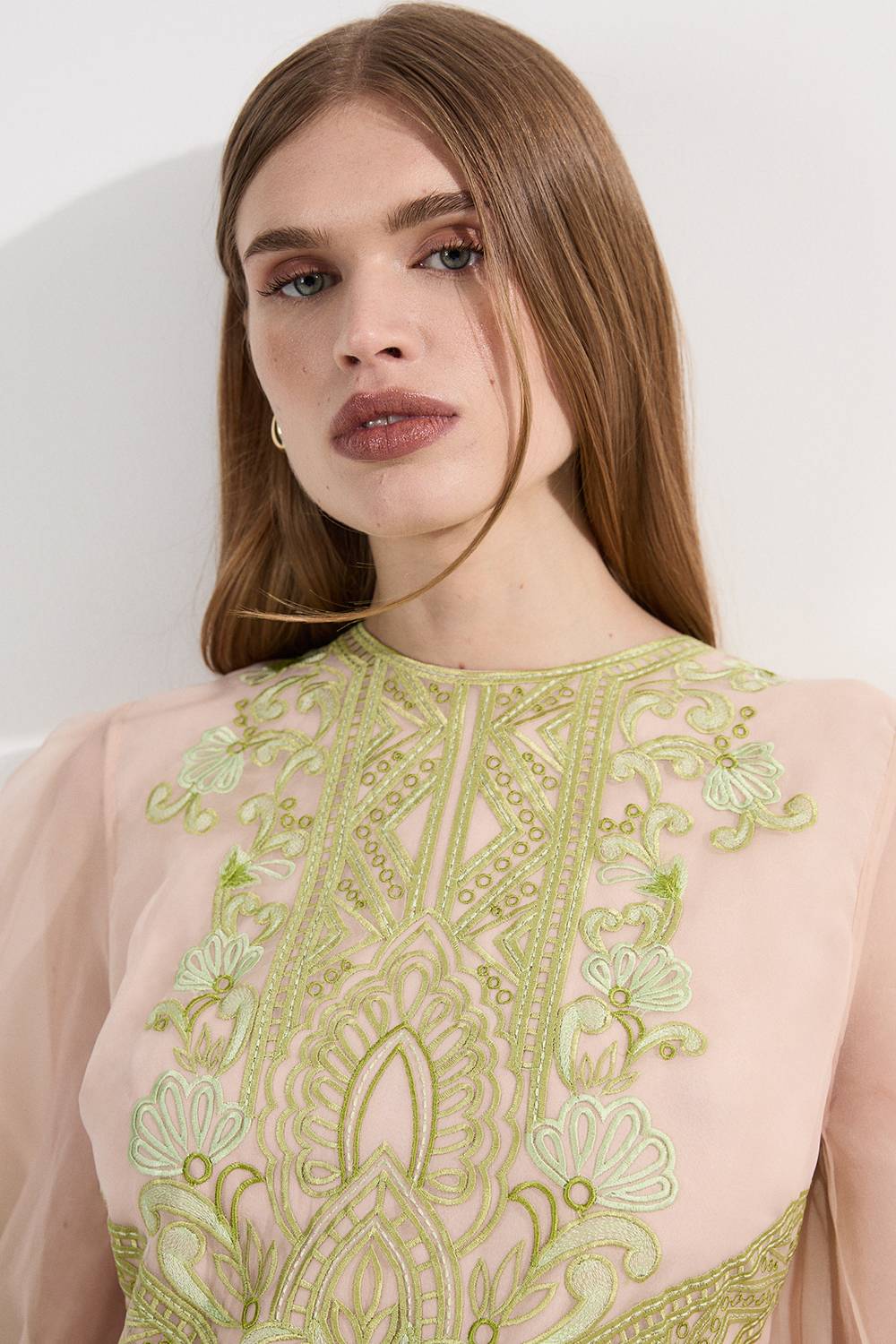 KarenMillen Robe Mini Tissée à Ballons en Organdie Brodée