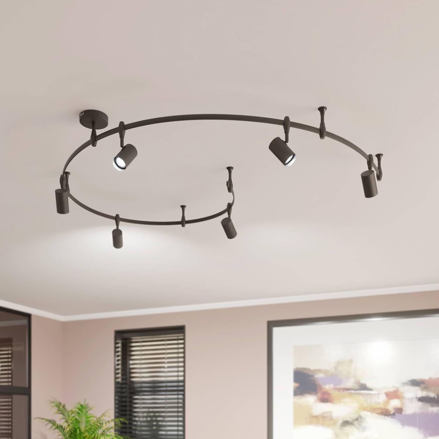Lindby Stromschienenleuchte Delila (Modern) in Schwarz aus Metall (6 flammig, GU10) - 1-Phasen Stromschiene Stromschienenstrahler Wohnzimmerleuchte