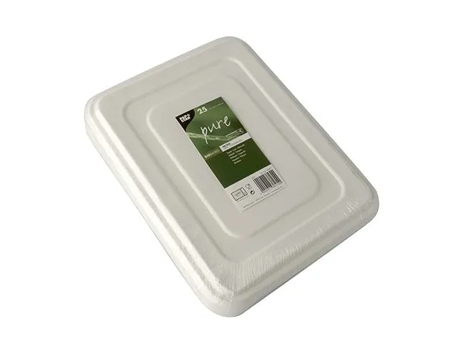 Papstar 88277, Fødevare låg, Hvid, Sukkerrør, Rektangulær, Monokromatisk, 100 °C