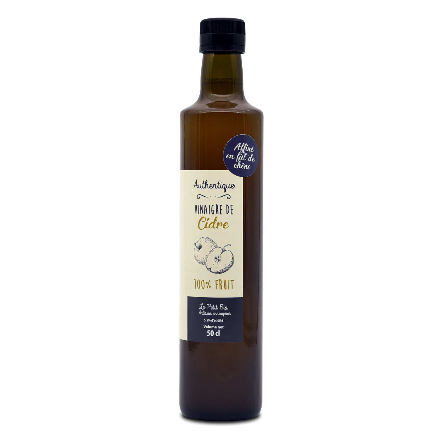 Vinaigre de cidre bio vieilli en fûts de chêne avec la mère