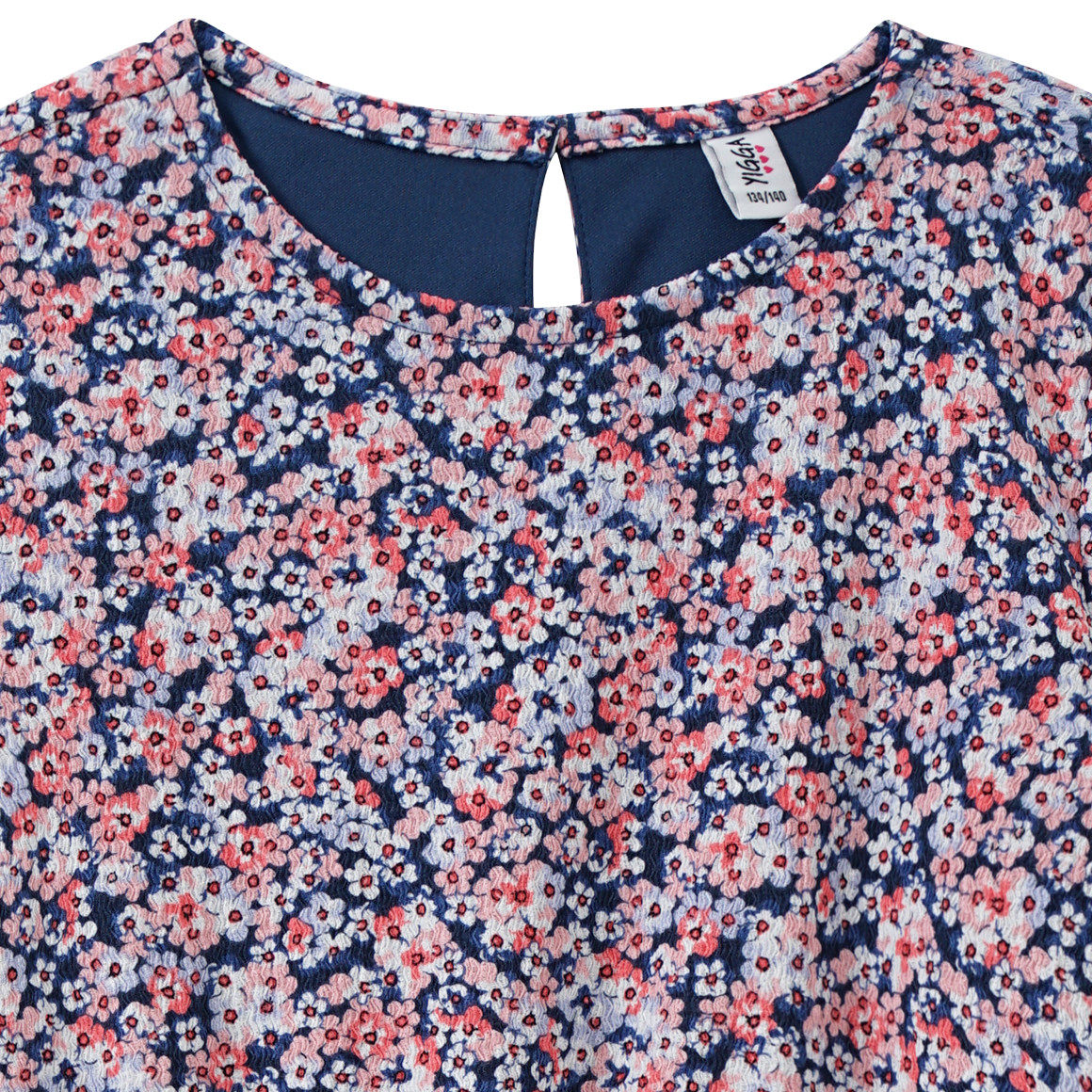 Yigga Mädchen Kleid mit Blumen-Allover rosa / dunkelblau