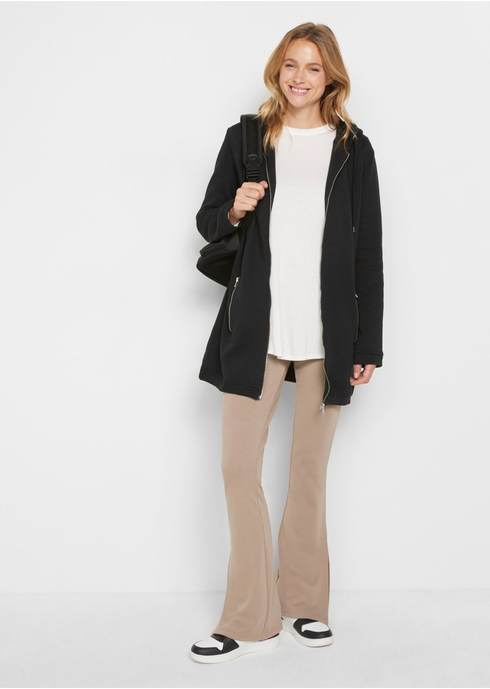Gilet sweat long avec poches zippées