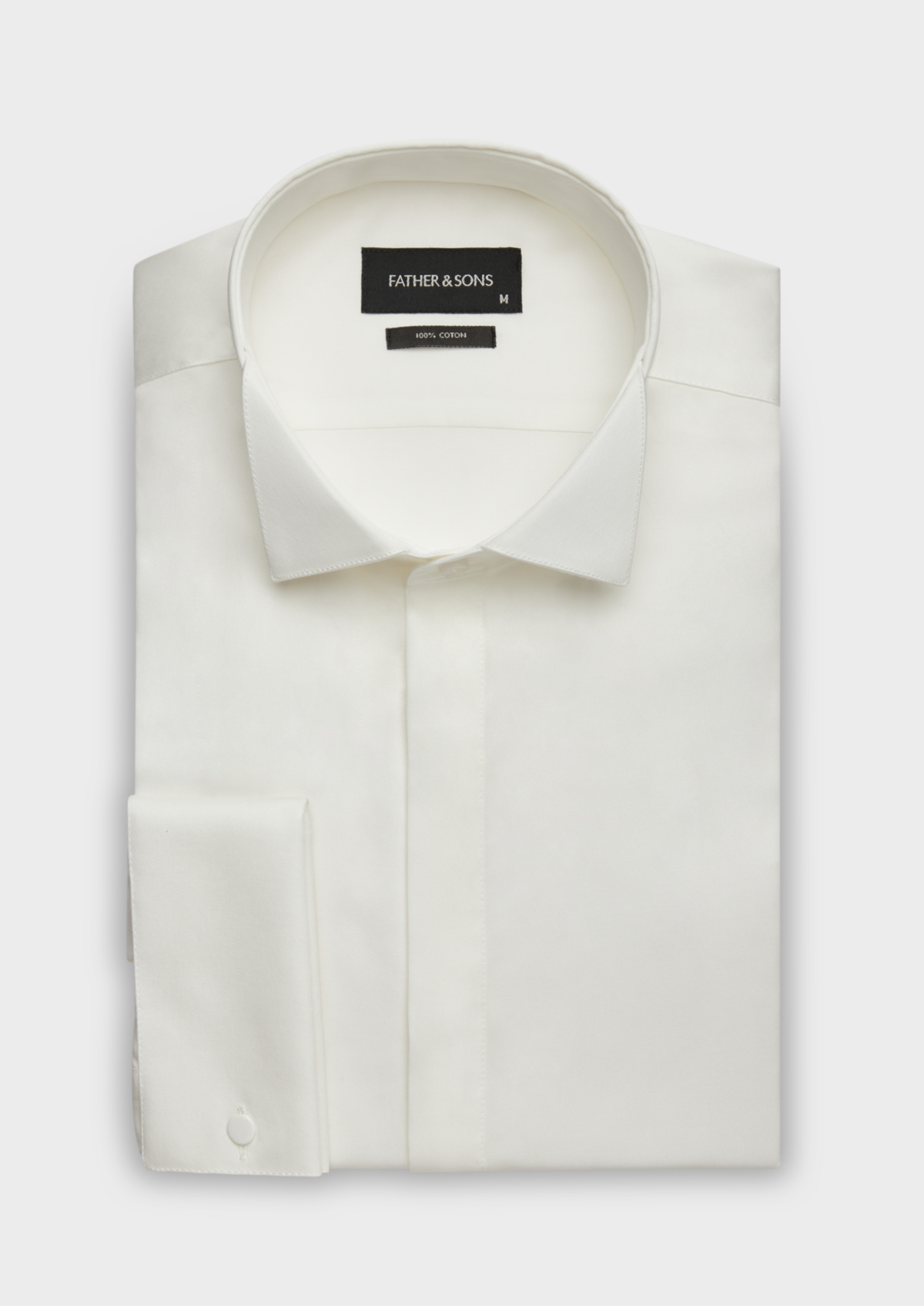 Chemise habillée Slim en popeline de coton écru à col cassé