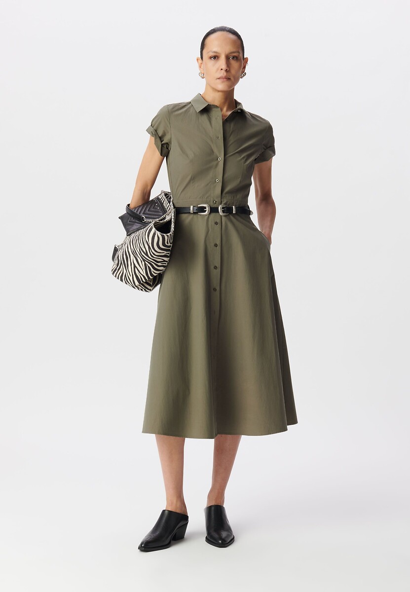 IKKS<br>Vestido camisa midi com mangas curtas
