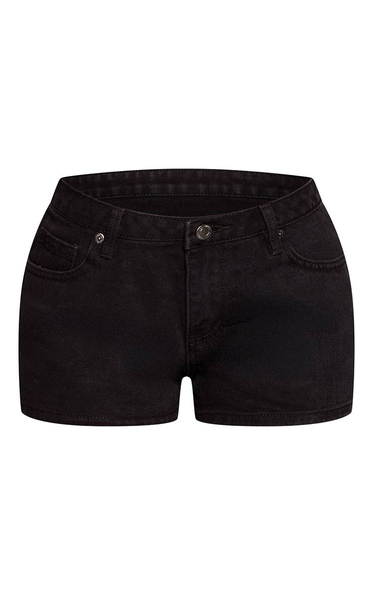 Noir Short En Jean Taille Mi-haute À Ourlet Effiloché Petite
