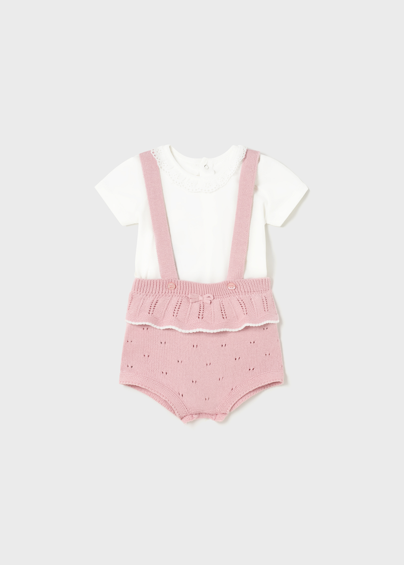 Conjunto de duas peças em malha de algodão sustentável para recém-nascidos.