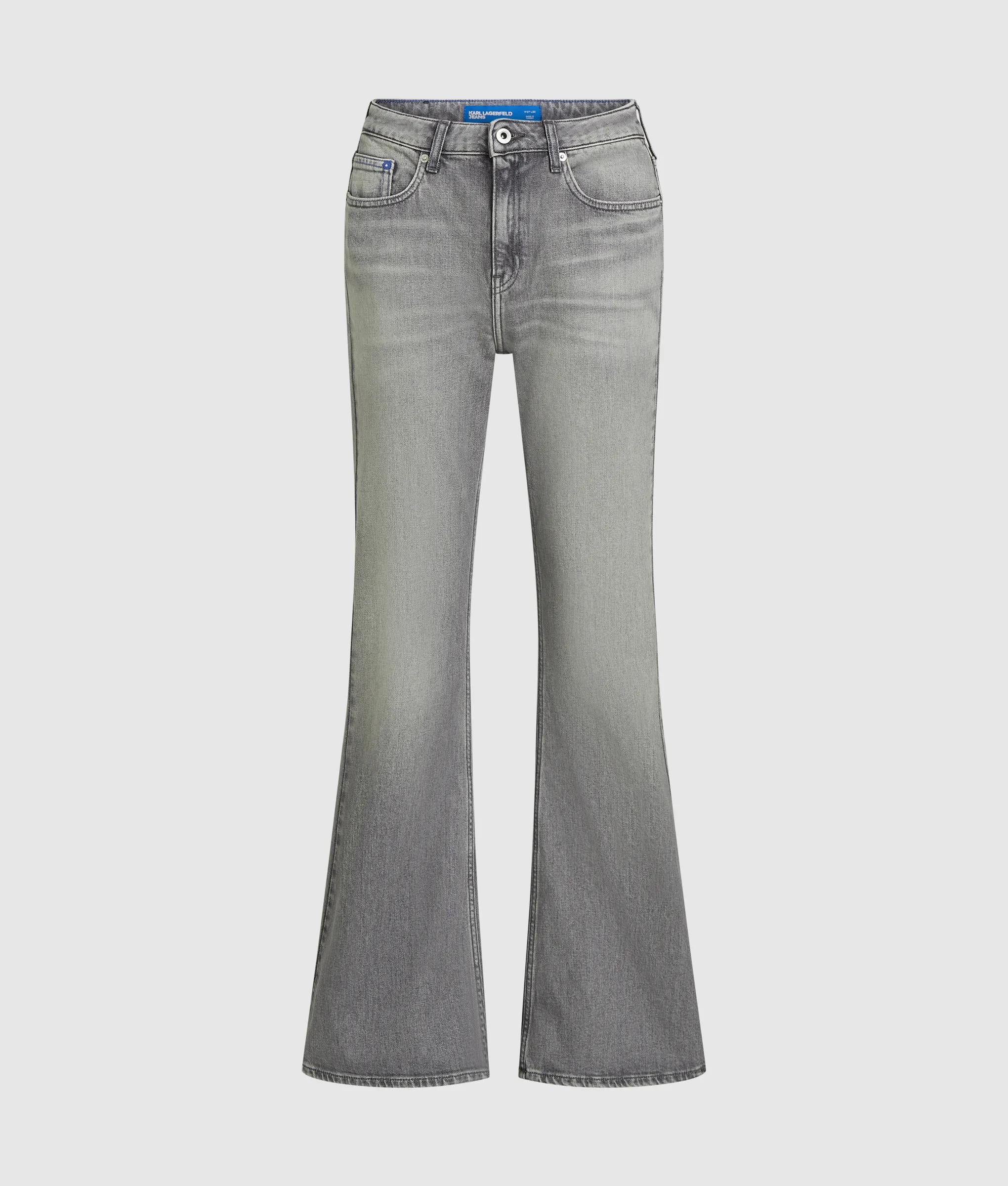 Hoge grijze flare jeans