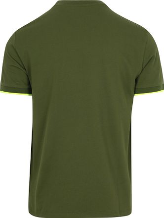 Sun68 Piqué T-Shirt Fluo Stripe Army Groen T35124-37 kopen