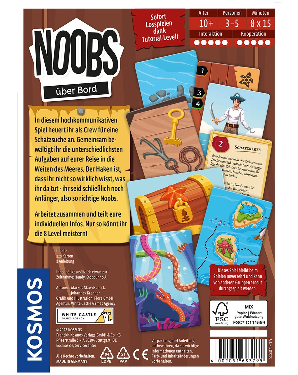 Gesellschaftsspiel NOOBS - ÜBER BORD in bunt