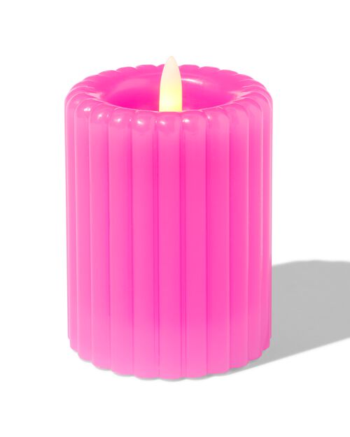 Bougie LED 7.5x10cm rib rose