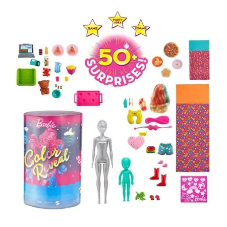 Barbie Color Reveal Pyjama-Party Deluxe Spielset mit 50+ Überraschungen